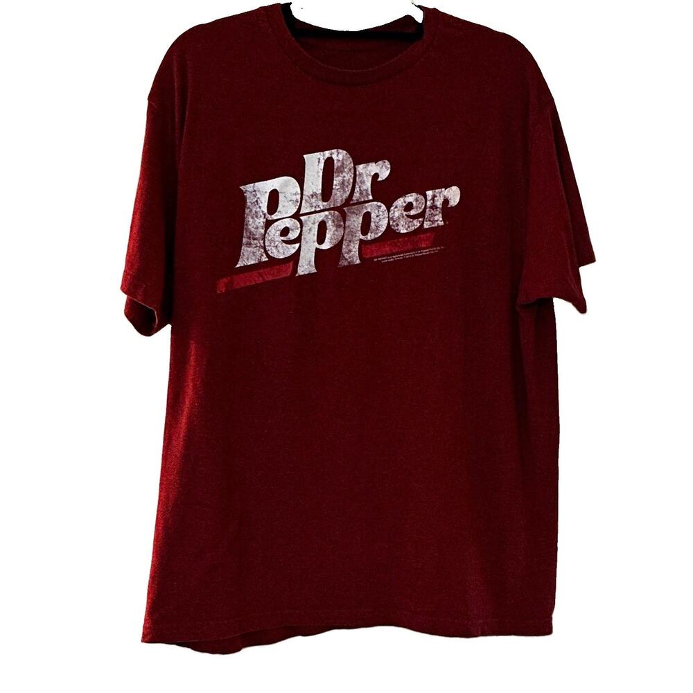 Tee Luv Dr Pepper Graphic Shirt Mens XL Maroon Heather Retro Distressed Logo Tee